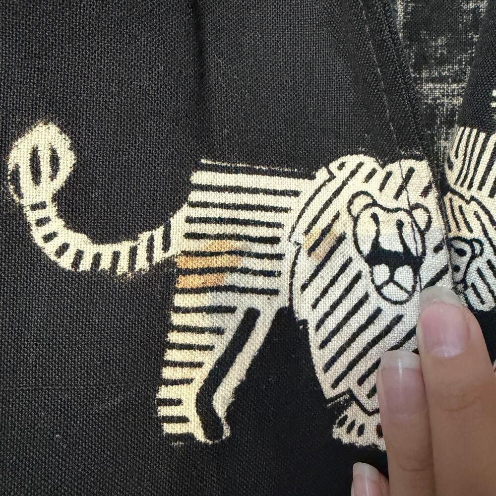 Sam Hilu Lion Print Fringe Hem Oversized Blazer Jacket Size M - Picture 6 of 6